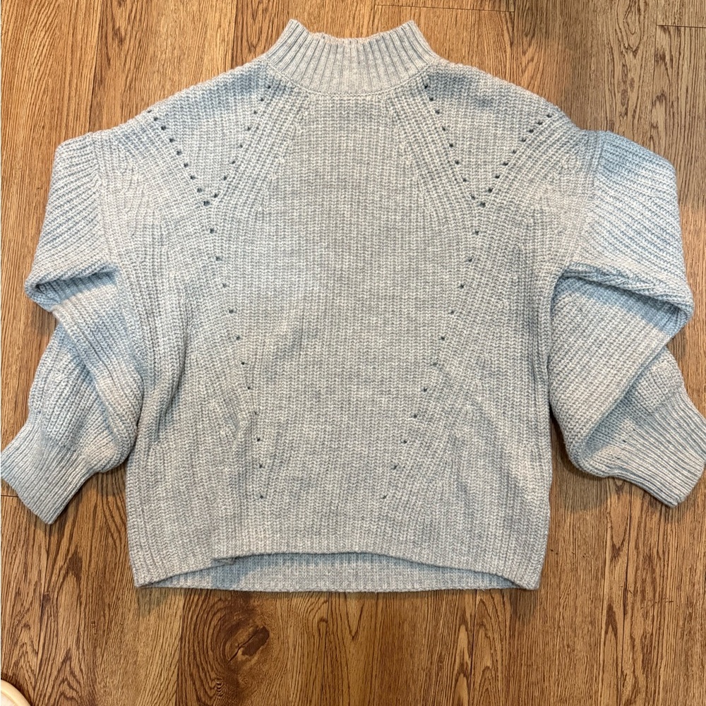 GAP Mock-Neck Textured Knit Sweater – Light Heather Gray – Size S